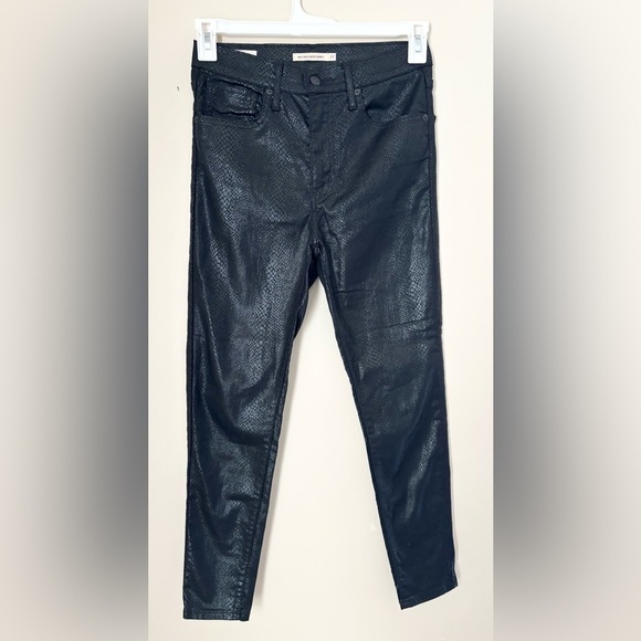 Levi’s Premium Mile High Super Skinny Black Snakeskin Coated Style Jeans - Picture 2 of 10
